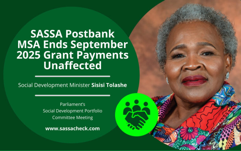 Minister Tolashe, Parliament’s Portfolio Committee on Social Development, SASSA Postbank MSA Ends September 2025 Grant Payments Unaffected