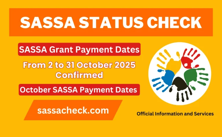 SASSA Confirmed 2 to 31 October 2025 Grant Payment Dates